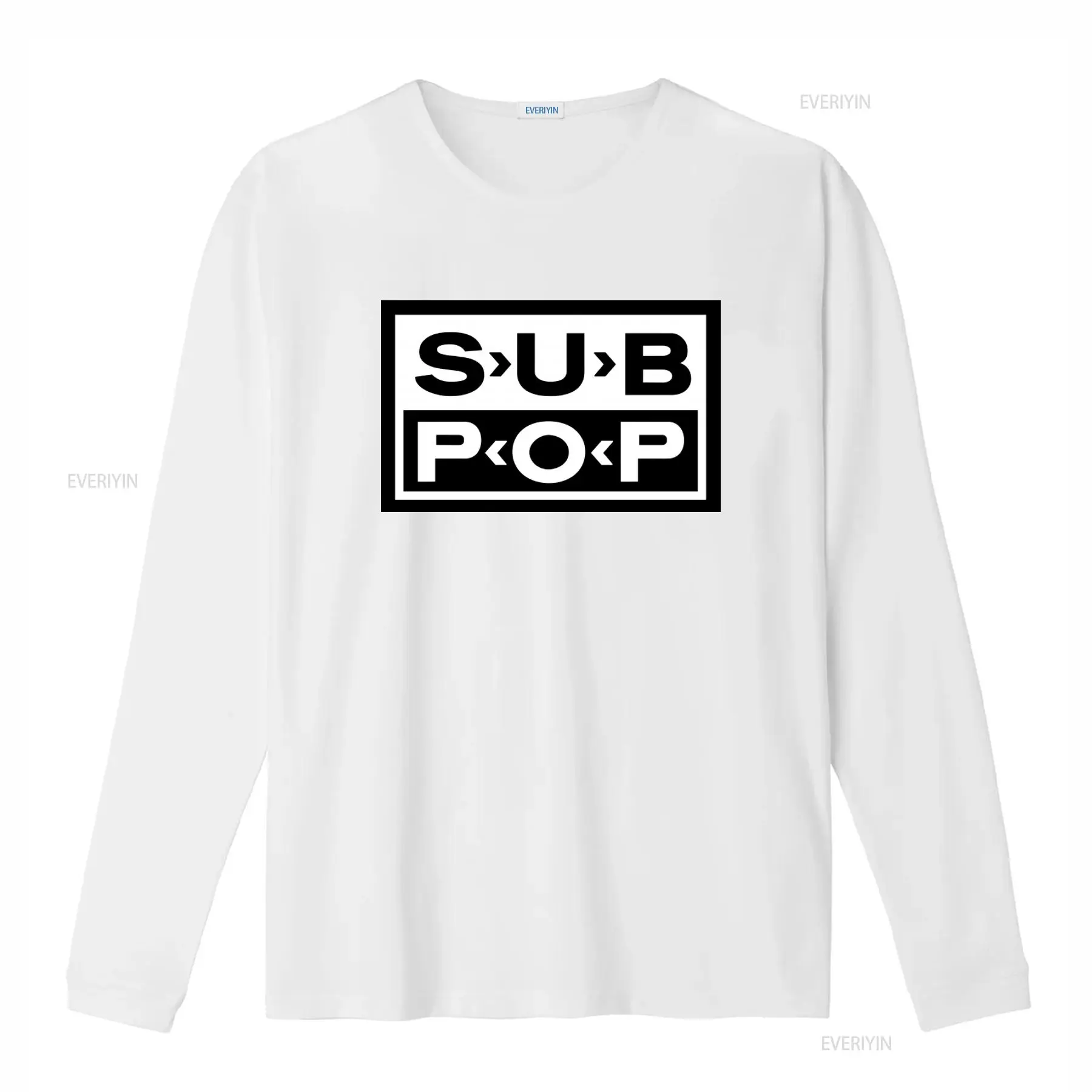 Sub Pop Logo T Shirt Black wit - Vintage Fashion Jersey ulasan dan harga