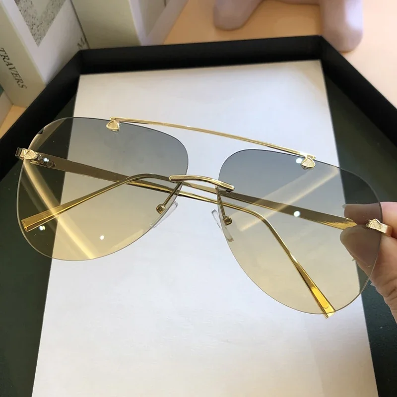 Vintage Rimless Alloy Aviation - Vintage Fashion Enthusiasts ulasan dan harga