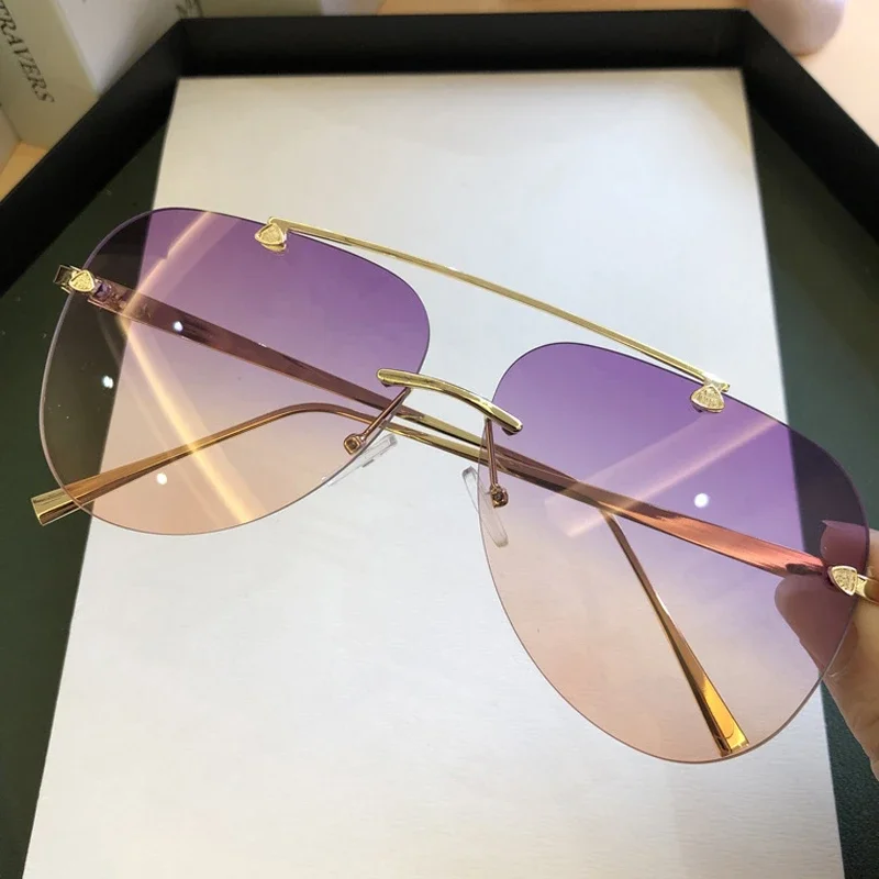 Vintage Rimless Alloy Aviation - Vintage Fashion Enthusiasts ulasan dan harga